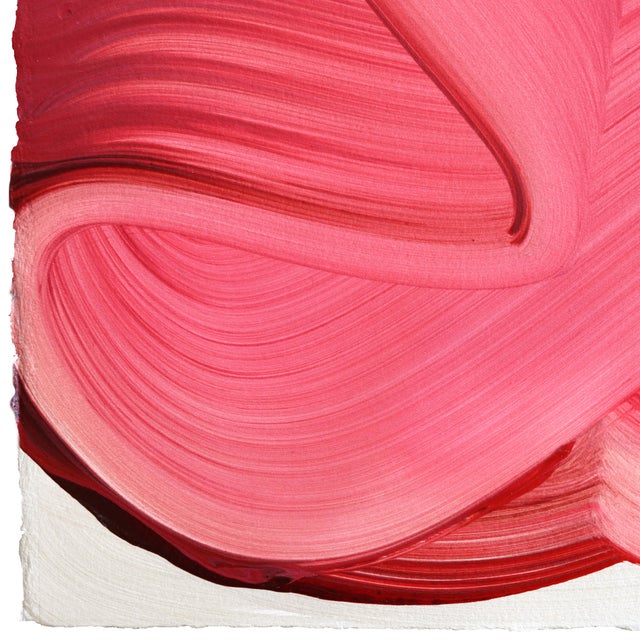 Avp_1275 - Abstract Vibrant Pink Tone Contemporary Painting on Paper Original Artwork by Alex Voinea For Sale - Image 4 of 6