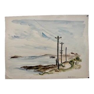 Henry Emil Salloch Original Watercolor on Paper Popham Beach, Maine. 1954. For Sale