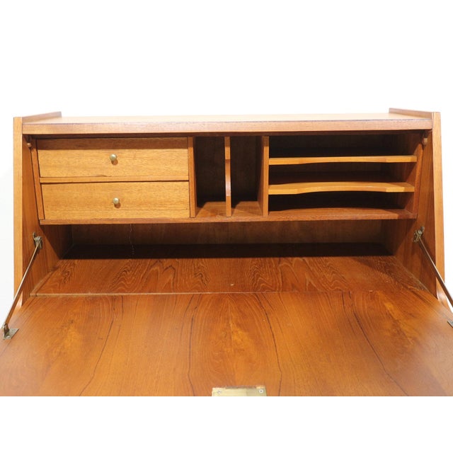 Wood Mid Century Modern Vintage Teak Secretaire Bureau Desk Danish Style For Sale - Image 7 of 15
