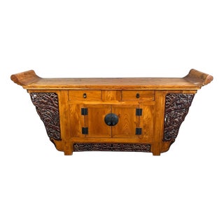 Antique 20th Century Japanese Pine Console Buffet For Sale