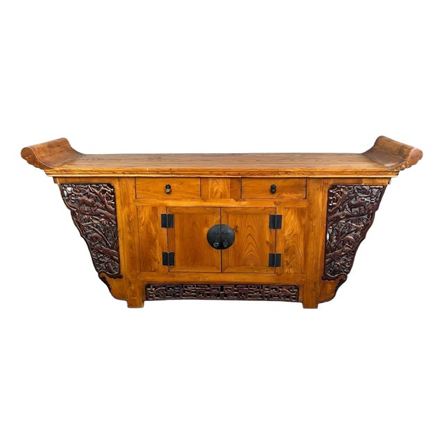 Antique 20th Century Japanese Pine Console Buffet For Sale