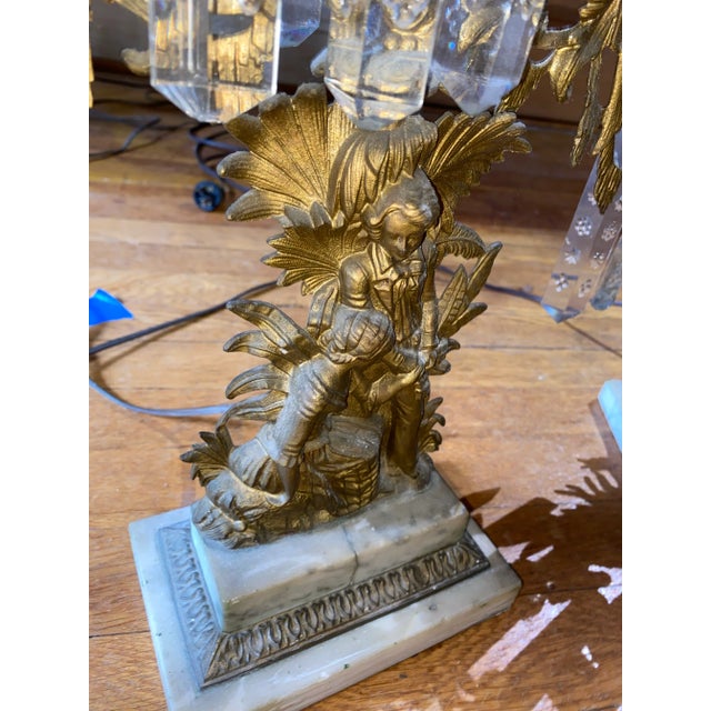 Early 20th Century Three Bronze Marble Base Lamps For Sale - Image 4 of 6