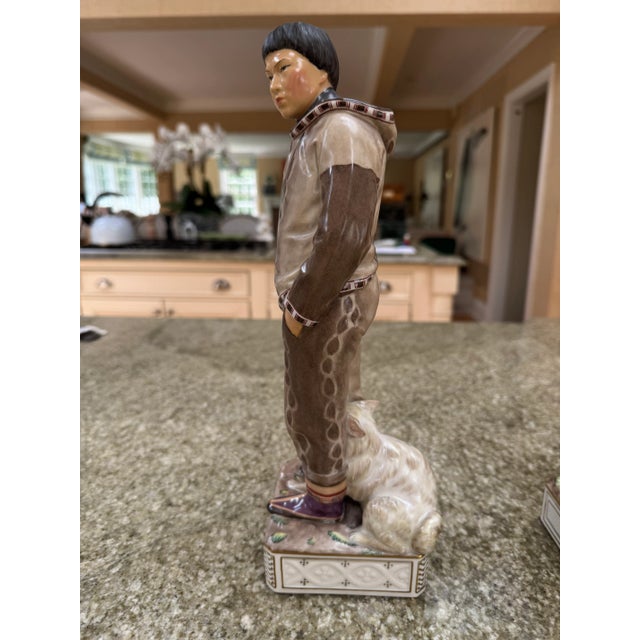 Pair of Early 1900s Royal Copenhagen Figurines Carl Martin-Hansen Man and Woman From Greenland For Sale In New York - Image 6 of 16