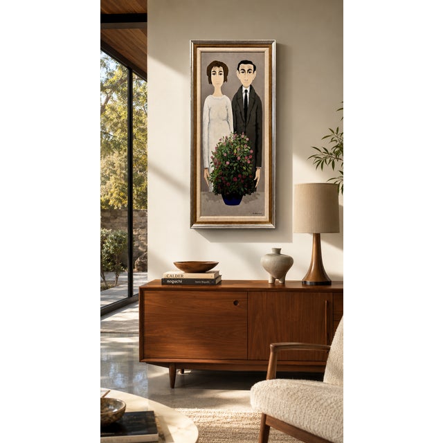 Marcello Boccacci - Modernist Young Lovers Portrait - 1960s Oil Panting For Sale - Image 13 of 13
