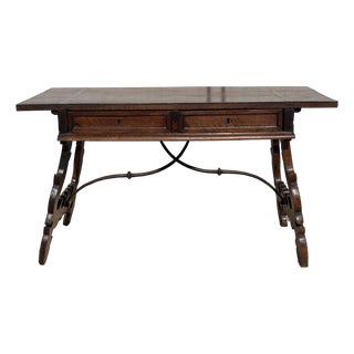 18th Century Spanish Baroque Desk With Drawers For Sale