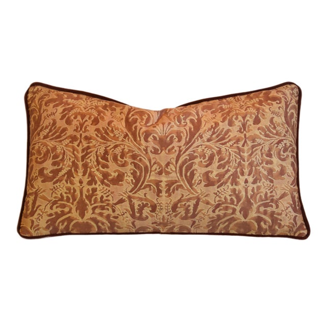 French Provincial Italian Designer Mariano Fortuny Lucrezia Botanical Feather/Down Pillow 26" X 14" For Sale - Image 3 of 7