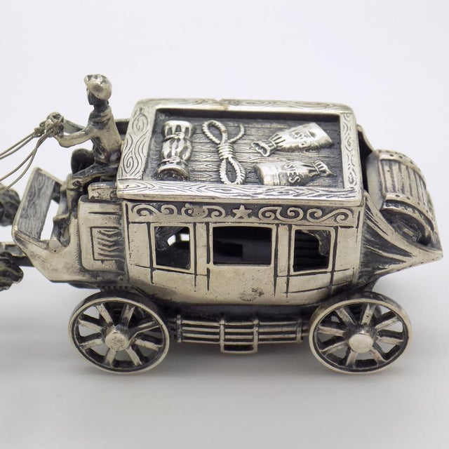 Silver Large Vintage Italian Handmade Sterling Silver 925 Carriage with Horses, Tuscany, 1970s For Sale - Image 8 of 18