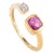 18k Yellow Gold Cushion Cut Ruby & Diamond Open Ring Size 5.5 For Sale