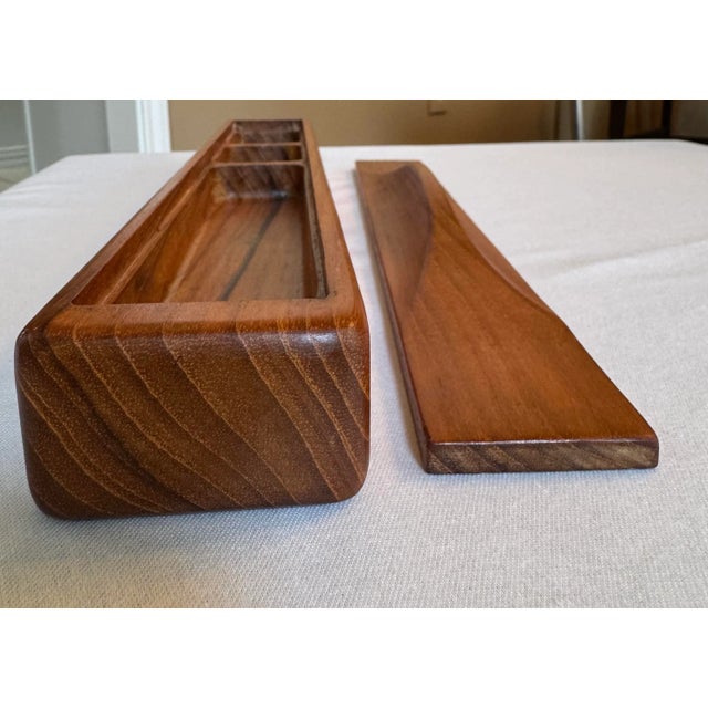Vintage Danish Organic Modern Teak Wood Decorative Box For Sale - Image 9 of 11