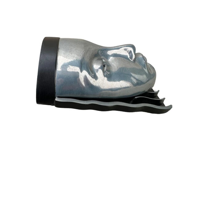 Metal 1970s Art Deco Style Female Face Mask Wall Sconce - a Pair For Sale - Image 7 of 11