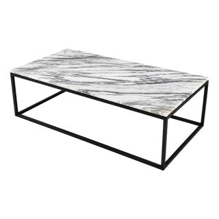 Calacatta Vagli Marble Coffee Table with Black Steel Frame, 2000 For Sale