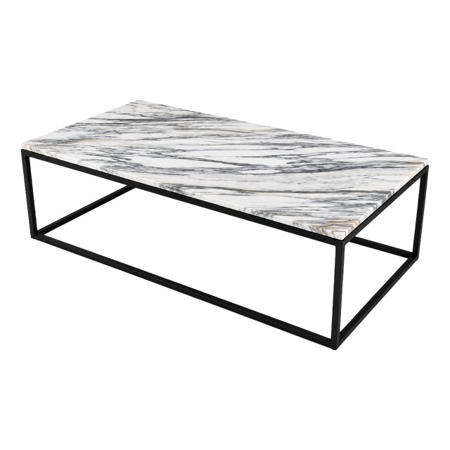 Calacatta Vagli Marble Coffee Table with Black Steel Frame, 2000 For Sale
