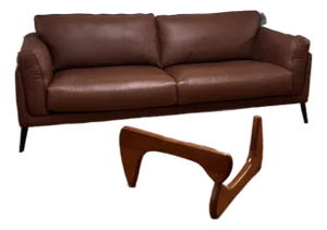 Midcentury Modern Cognac Leather Sofa 91" New With Tag