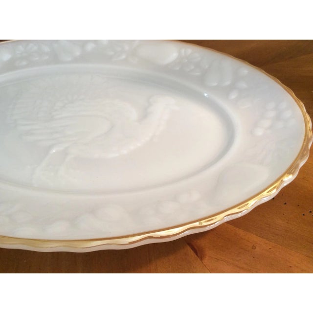 White Vintage 24k Gold Rimmed Milk Glass Platter For Sale - Image 8 of 13