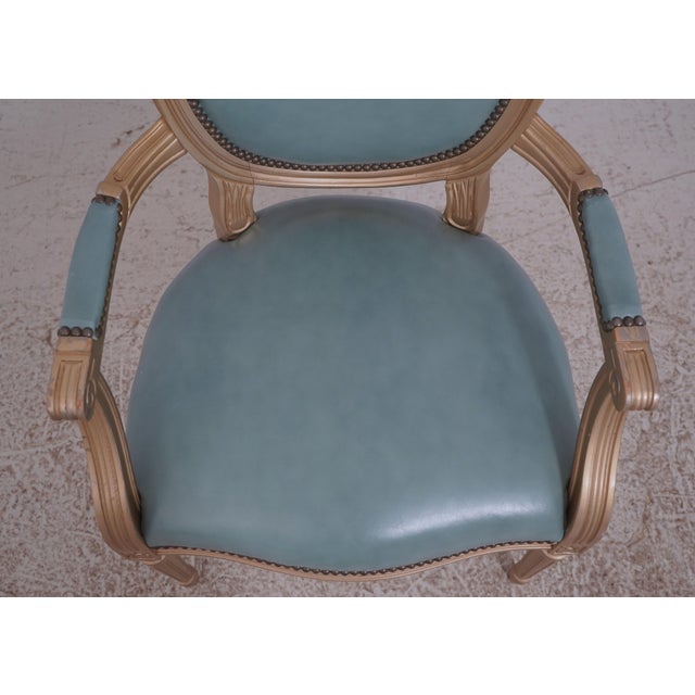 Blue Set of 10 Old Hickory Leather French Style Dining Chairs For Sale - Image 8 of 18