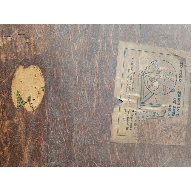 Antique Art Deco Style Leatherette Folding Card Table For Sale In Indianapolis - Image 6 of 7