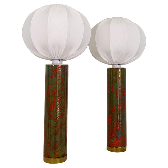 Large Mid-Century Modern Ceramic Table Lamps, Sweden, 1960s, Set of 2 For Sale