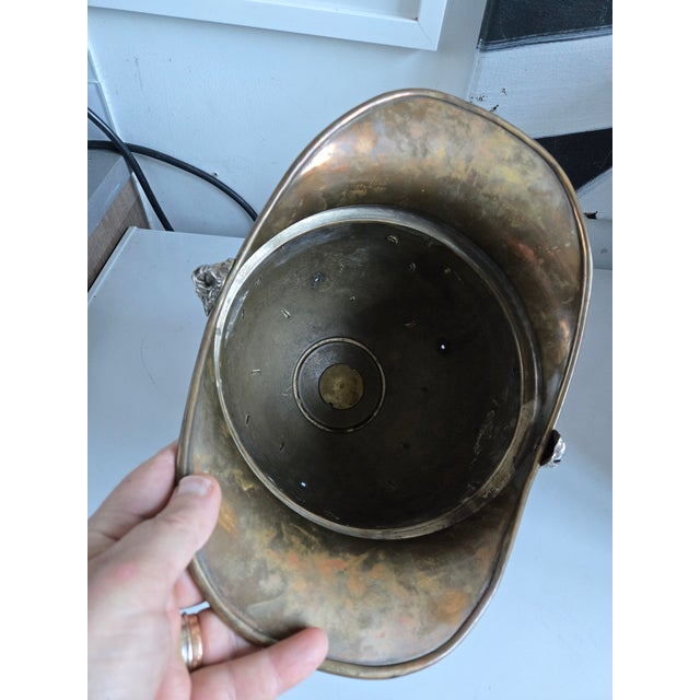 Brass 19th C Continental Brass Firemans's Hat For Sale - Image 8 of 8