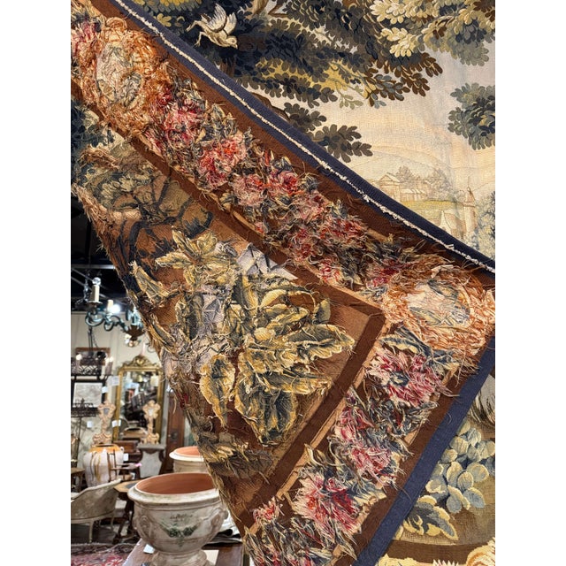 19th Century French Handwoven Aubusson Verdure Wall Tapestry For Sale - Image 11 of 11