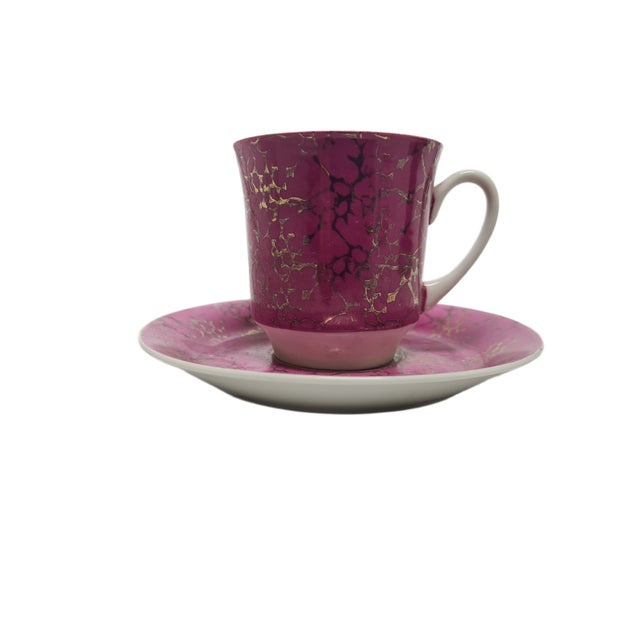 Pink Vintage Polish Cup and Saucer from Ćmielów Pottery, 1970s, Set of 2 For Sale - Image 8 of 8