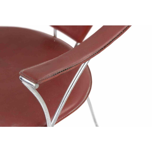 1980s Vintage Chairs in Leather and Chromed Metal from Arrben, Italy, 1980s, Set of 6 For Sale - Image 5 of 12