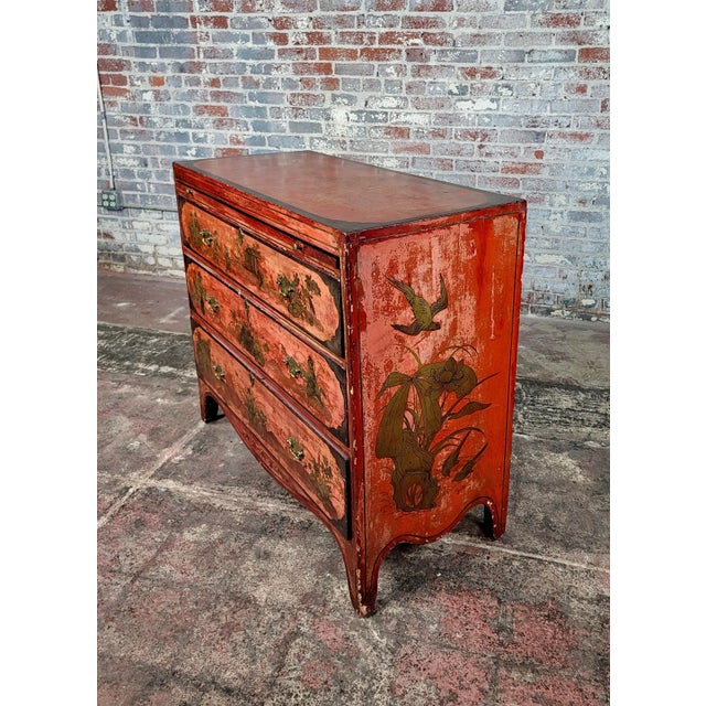 Early 18th Century Red Chinoiserie Lacquer Commode English Red Chinoiserie Dresser - circa 1740s size 42 x 19 x 37"