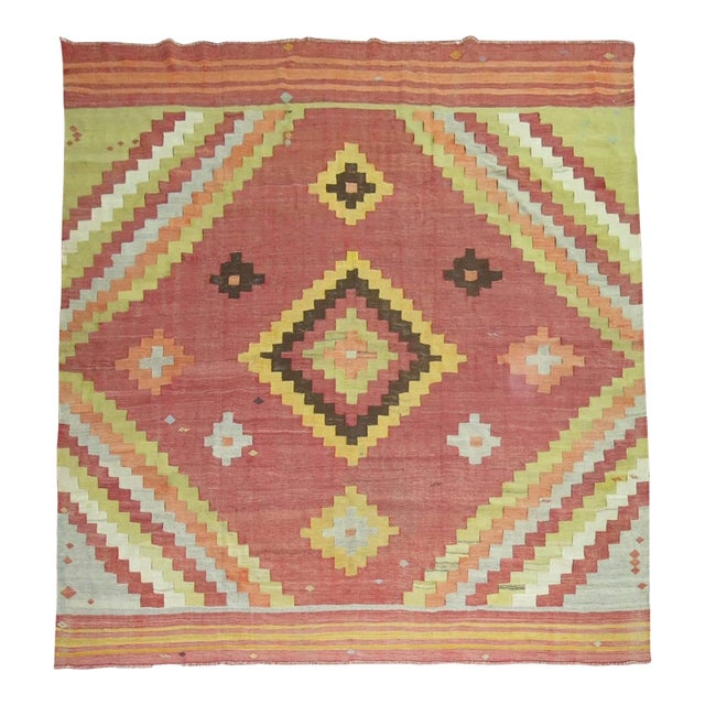 Square Vintage Turkish Kilim For Sale