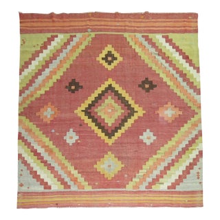 Square Vintage Turkish Kilim - 8'1" x 8'7" For Sale