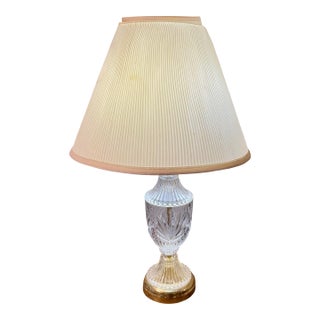 Crystal and Gold Toned Vintage Table Lamp For Sale
