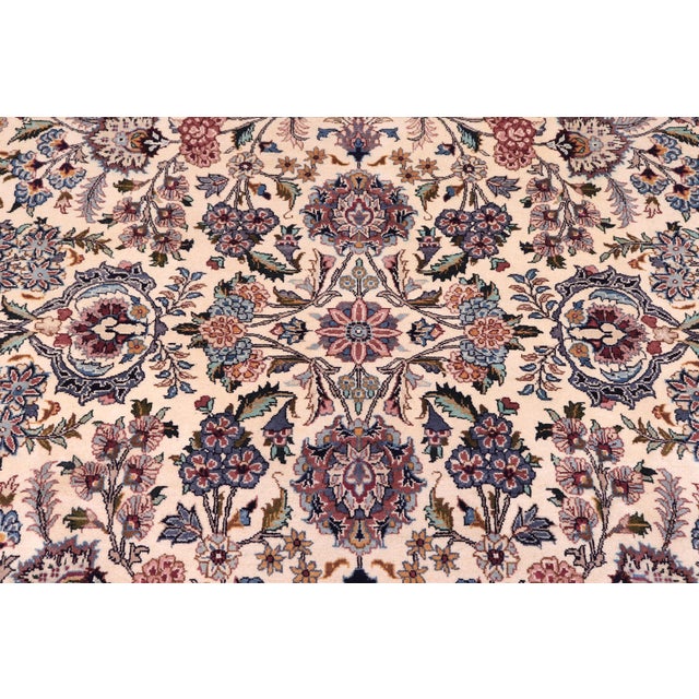 1990s Elegant Floral Pak-Persian Ivory/Pink Wool Rug - 9'1'' X 12'3'' For Sale - Image 5 of 9