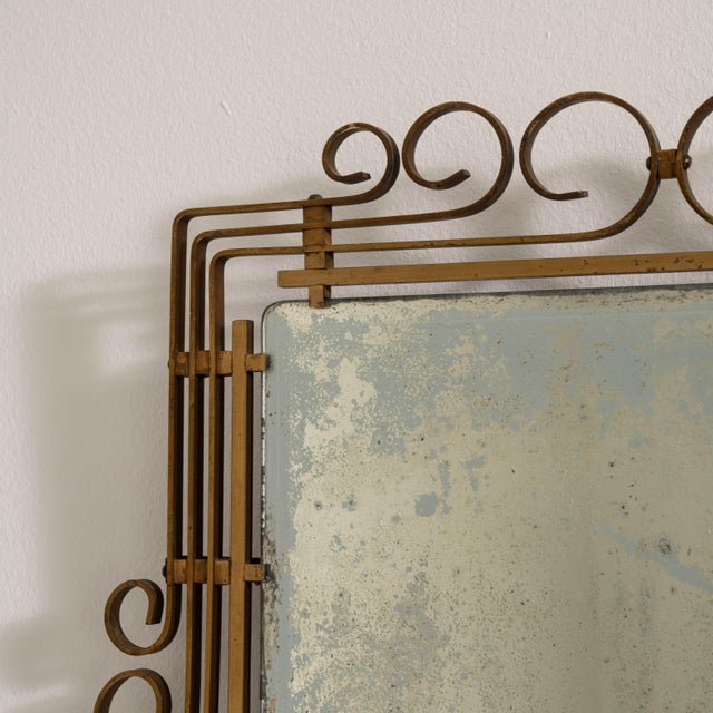 1930s Art Deco Brass Mirror, Antique, France, Circa 1930 For Sale - Image 5 of 8