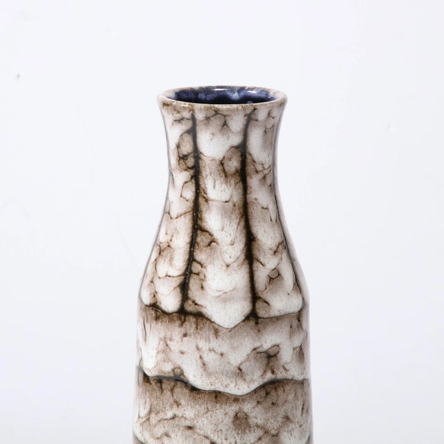 Mid-Century Modernist White and Earth Toned Ceramic Vase With Banded Detailing For Sale - Image 10 of 13