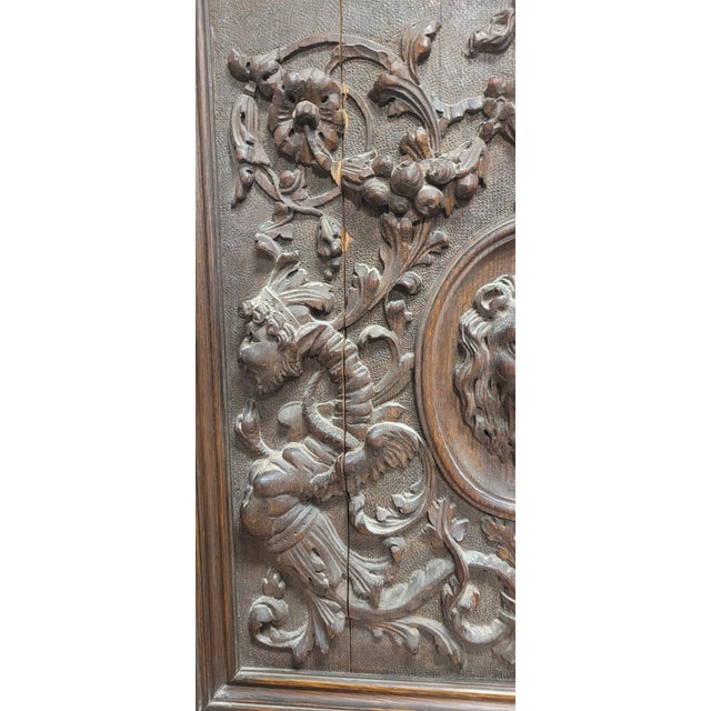 Pair Antique Ornately Carved Lion Panels For Sale In Philadelphia - Image 6 of 13