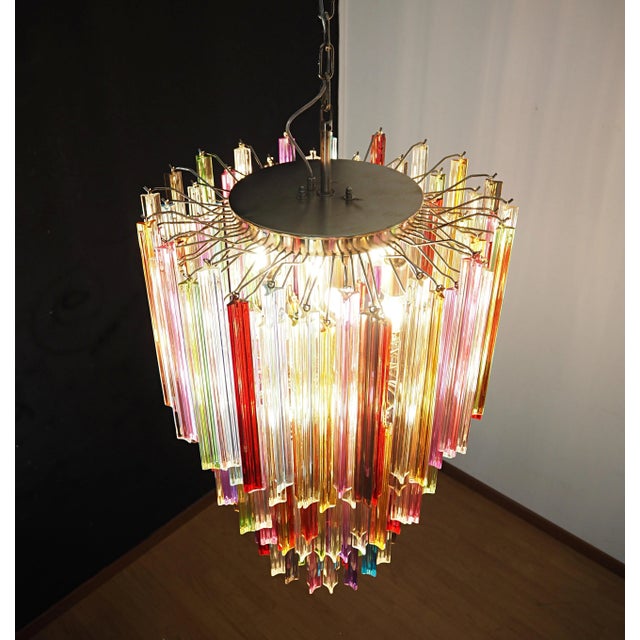 Murano Multicolor Triedri 187 Prism Chandelier, Mariangela Model For Sale - Image 9 of 10