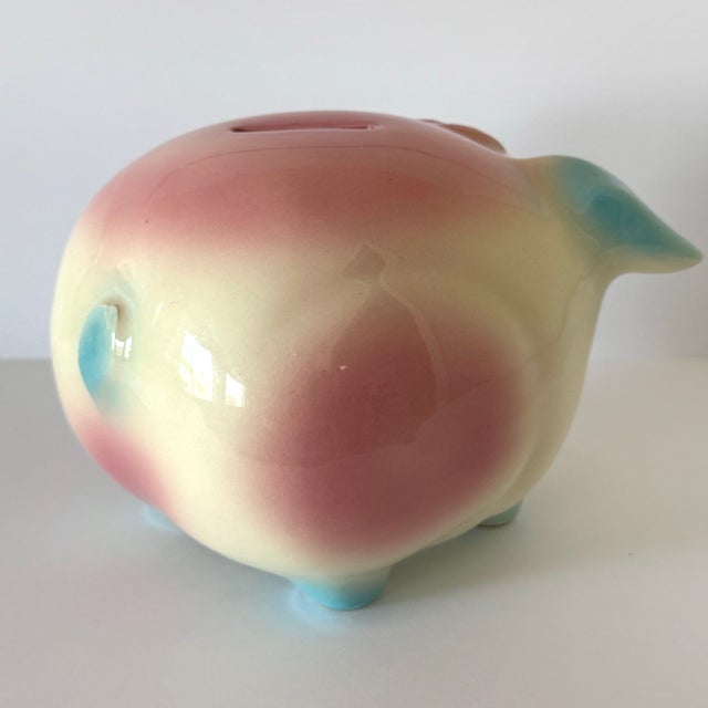 Vintage Hull Corky Piggy Bank W Pink and Blue Highlights 1957 For Sale - Image 4 of 10