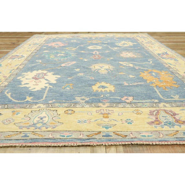 Textile Modern Blue Oushak Rug - 09'04 x 12'01 For Sale - Image 7 of 10