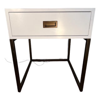 Restoration Hardware Avalon Night Stand Hardware White Wood, Antique Brass For Sale