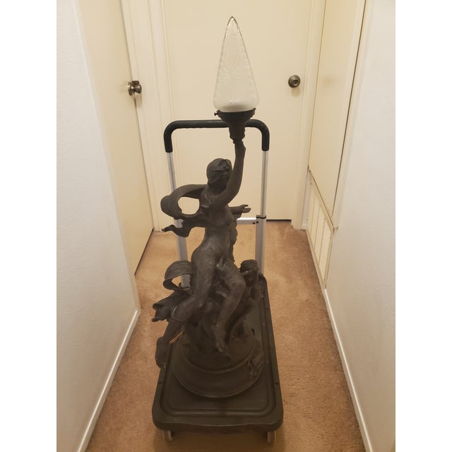 Metal Late 19th Century Art Nouveau Lamp "Brise De Mer" - "Sea Breeze" in French Jean- Baptiste Germain Dec 28, 1841-1Sep 23, 910 French. Academic Sculptor For Sale - Image 7 of 8
