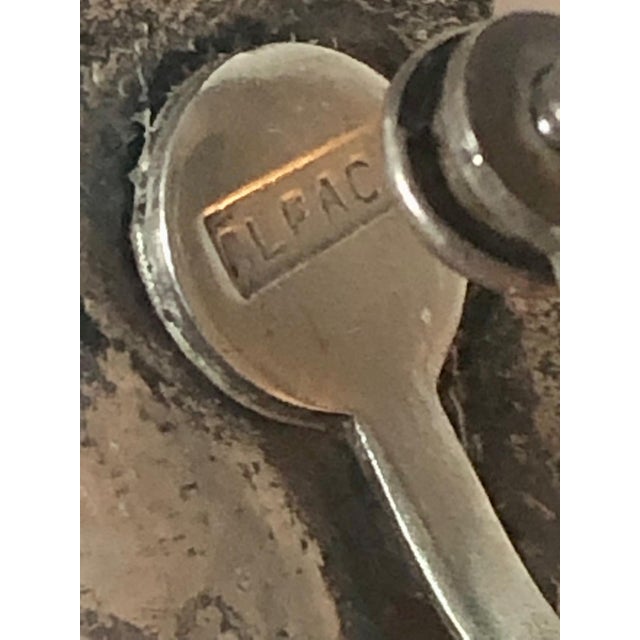 Metal 1950s Mexican Abalone Leaf Earrings With Onyx Inlay, A Pair For Sale - Image 7 of 9