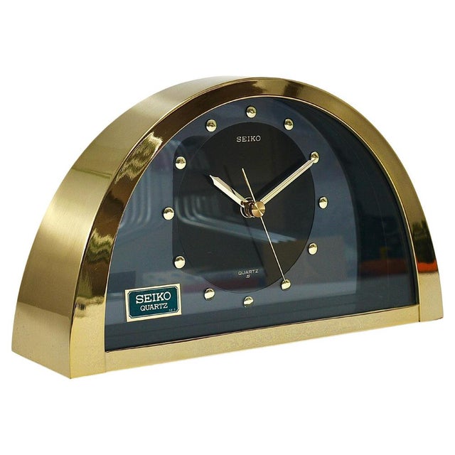 Hollywood Regency Brass See-Through Table Clock attributed to Seiko, Japan, 1980s For Sale - Image 16 of 16