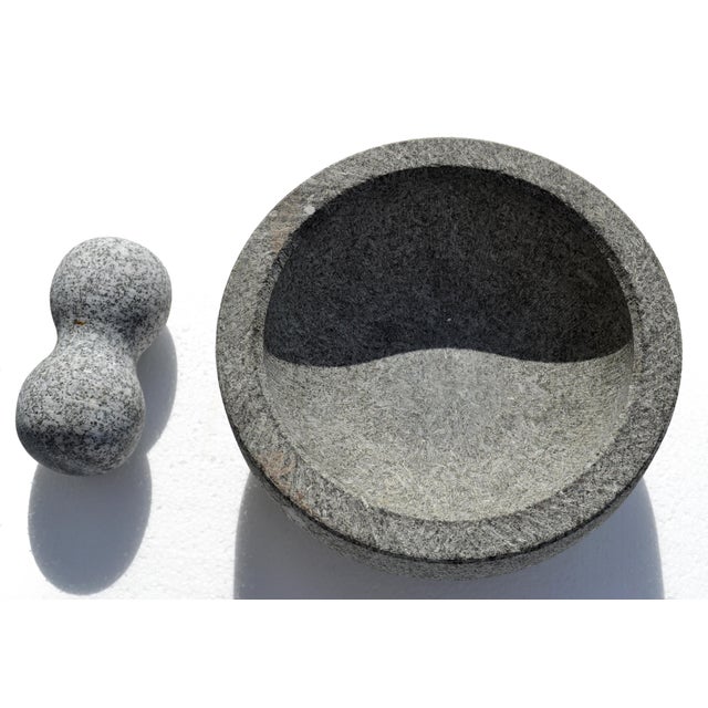Dark Gray Vintage Ancient Art Granite Molcajete Spice Grinder 8-Inch Usa Imusa For Sale - Image 8 of 14