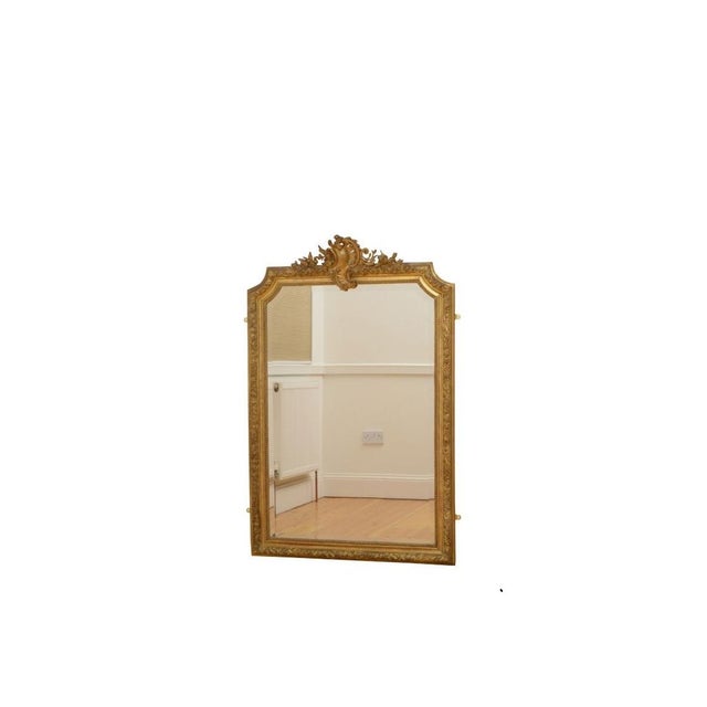 Rococo Antique French Giltwood Wall Pier Mirror, 1869 For Sale - Image 3 of 18