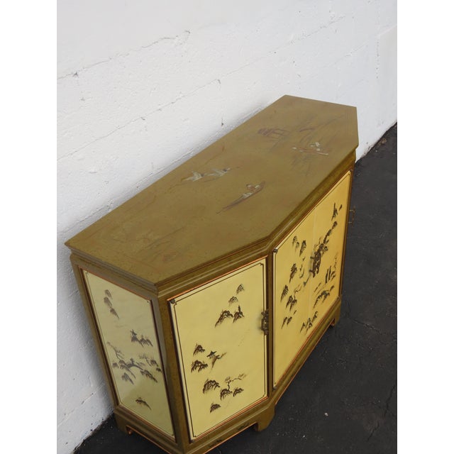 Yellow Hollywood Regency Chinoiserie Painted Buffet Sideboard Storage Cabinet 6624 For Sale - Image 8 of 18