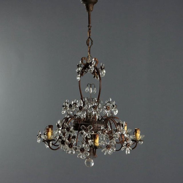 Early 20th Century Copper Metal and Glass Six-Light Chandelier, Italy For Sale - Image 9 of 9