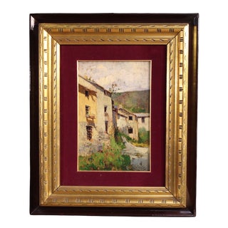 Italian Artist, View of Houses, 1930, Oil on Board, Framed For Sale