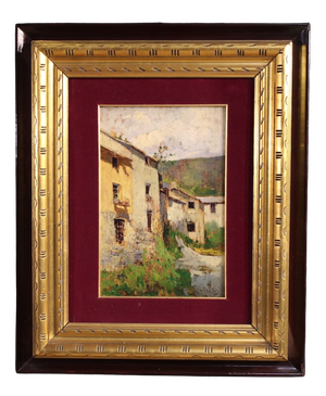 Italian Artist, View of Houses, 1930, Oil on Board, Framed