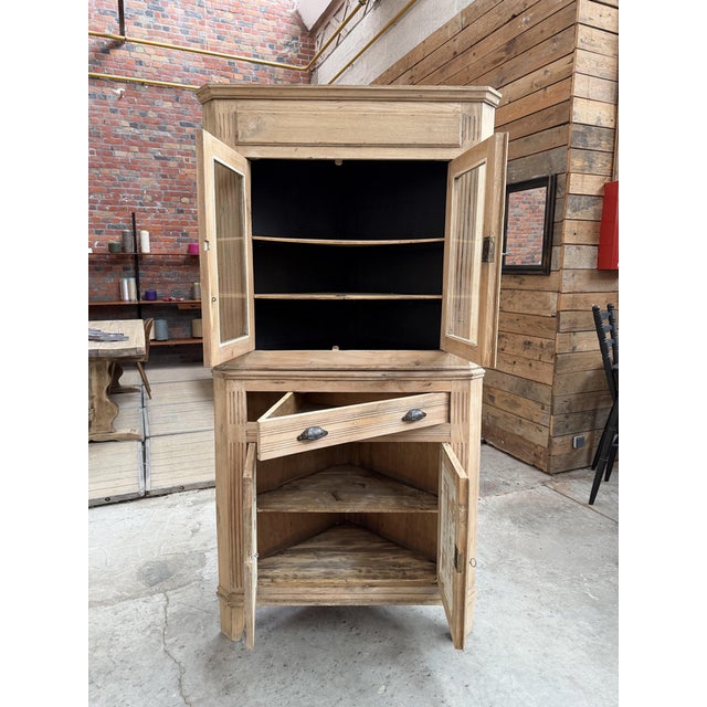 Wood 20th Century Elm Corner Cabinet, 1950s For Sale - Image 7 of 14