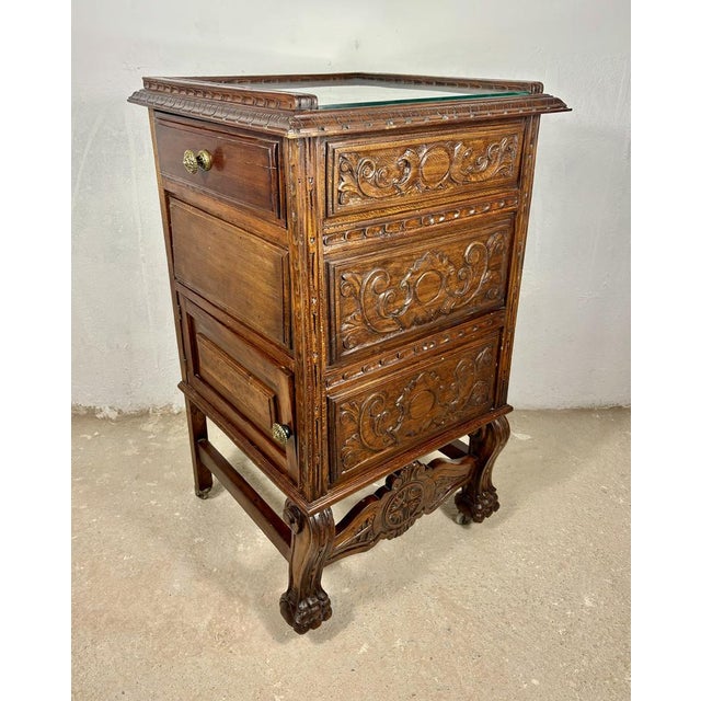 Wood Victorian Carved Oak Serving Cabinet, 1920s For Sale - Image 7 of 14