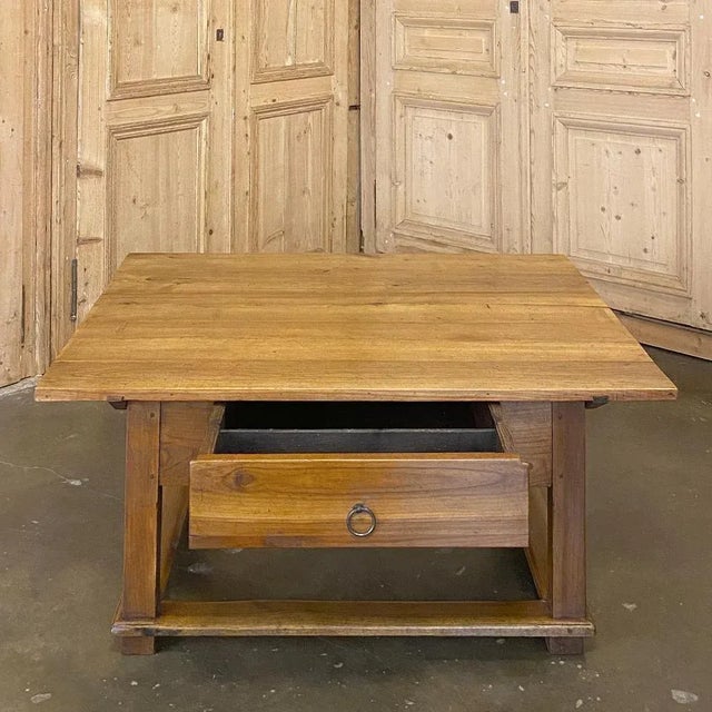 Wood 19th Century Rustic Country French Fruitwood Coffee Table For Sale - Image 7 of 13