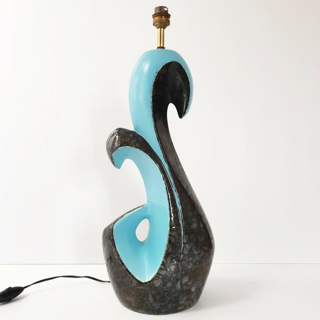 Vintage 2-Tone Ceramic Table Lamp, 1950s For Sale - Image 9 of 9